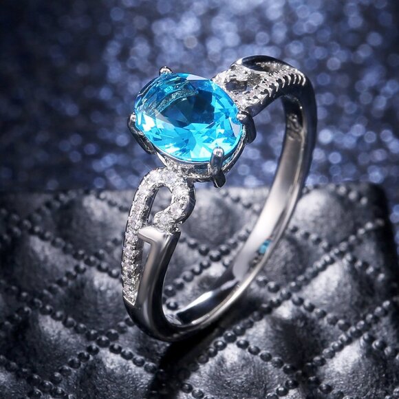 "925 Silver Plated Sparkling CZ Wedding Ring for Women, FB16FA1130 - Picture 1 of 7